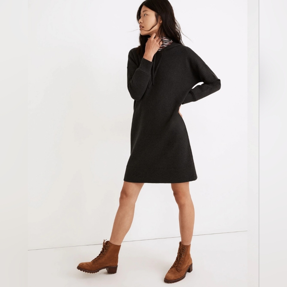 Madewell Women's Relaxed Fit Charcoal Grey Hoodie Sweater Dress (M)